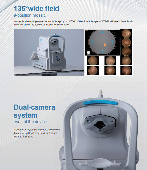 Non Mydriatic Fundus Camera with ±25D Diopter Compensation 9-position ...